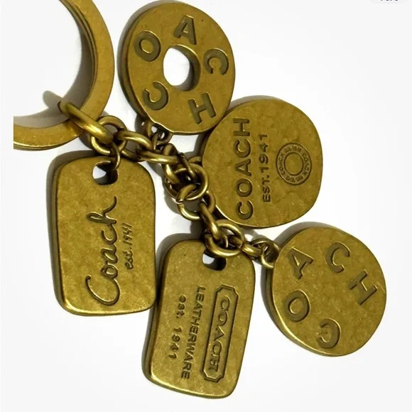 Coach Y2K Hammered Brass Coins Key Fob Multi Charm Bag Charm RARE 💛✨ - Picture 4 of 4